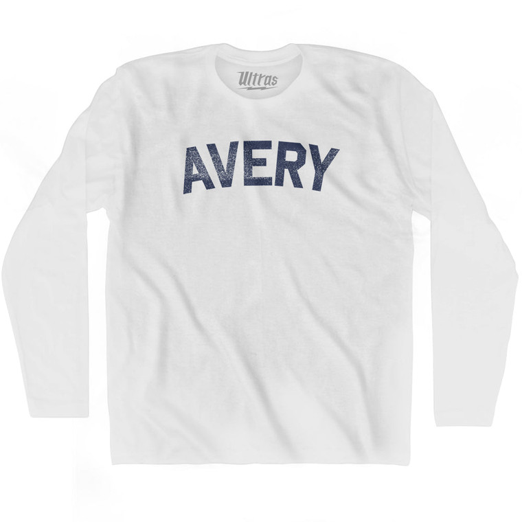 AVERY Adult Cotton Long Sleeve T-shirt - White
