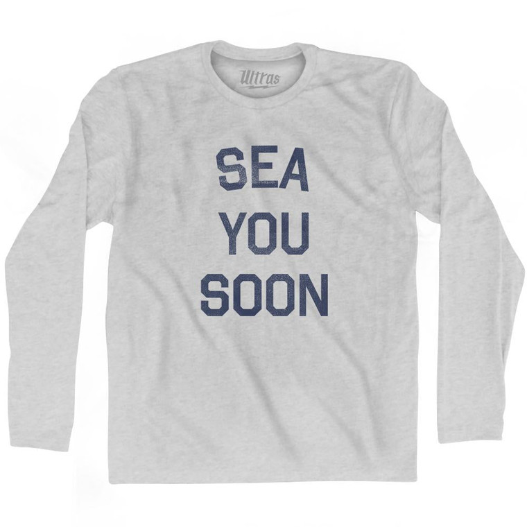 Sea You Soon Adult Cotton Long Sleeve T-Shirt - Grey Heather