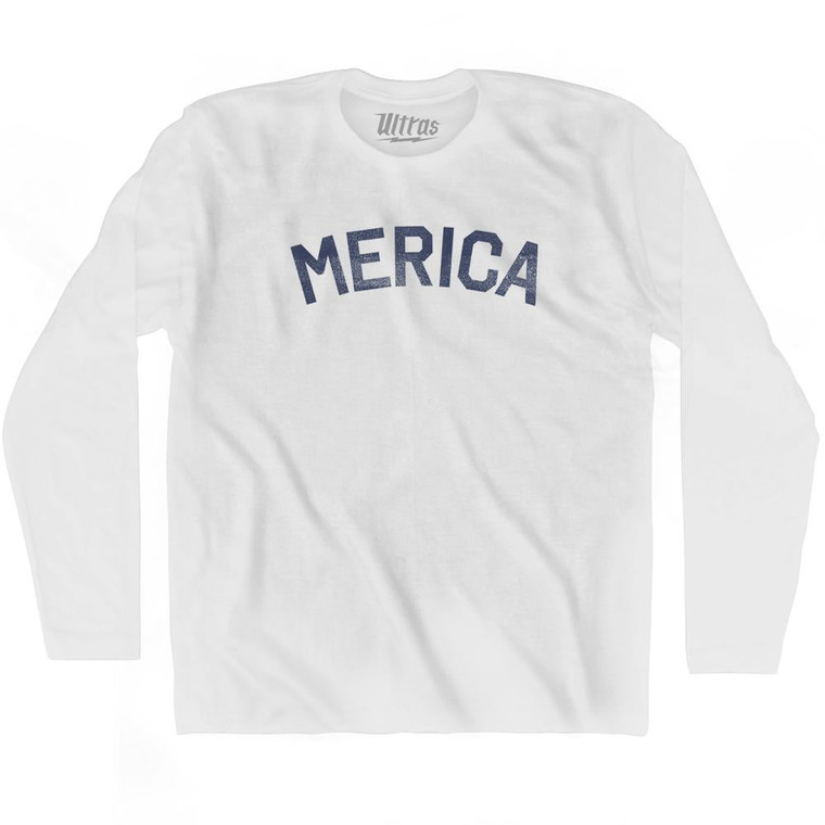 Merica Adult Cotton Long Sleeve T-Shirt-White