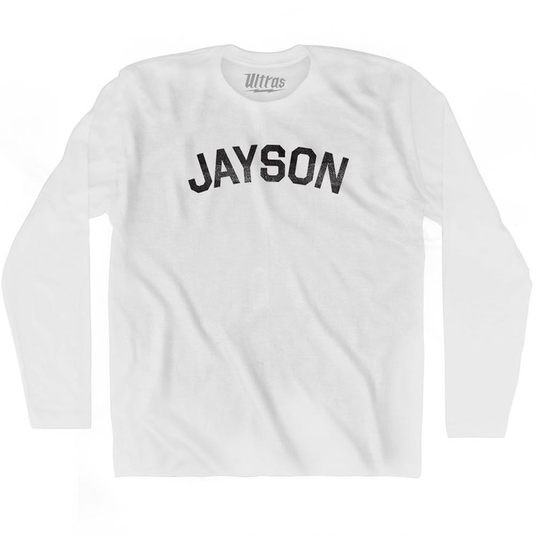 Jayson Adult Cotton Long Sleeve T-shirt - White
