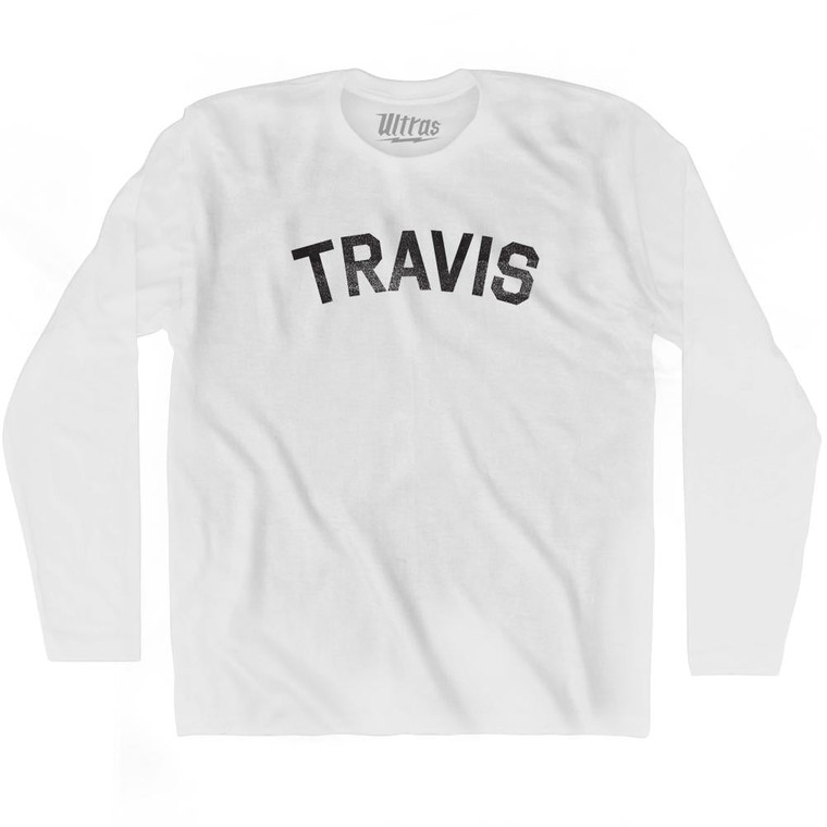 Travis Adult Cotton Long Sleeve T-shirt - White