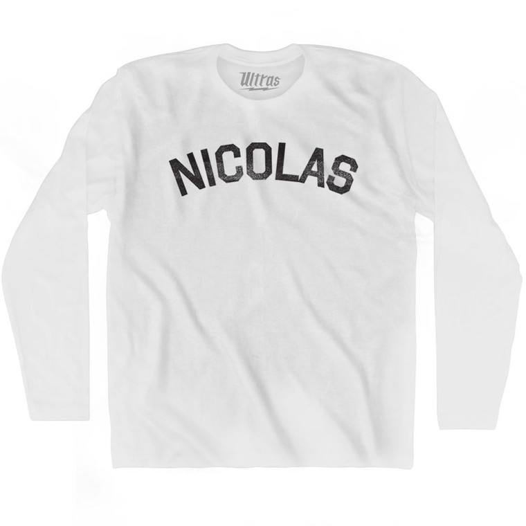 Nicolas Adult Cotton Long Sleeve T-shirt - White