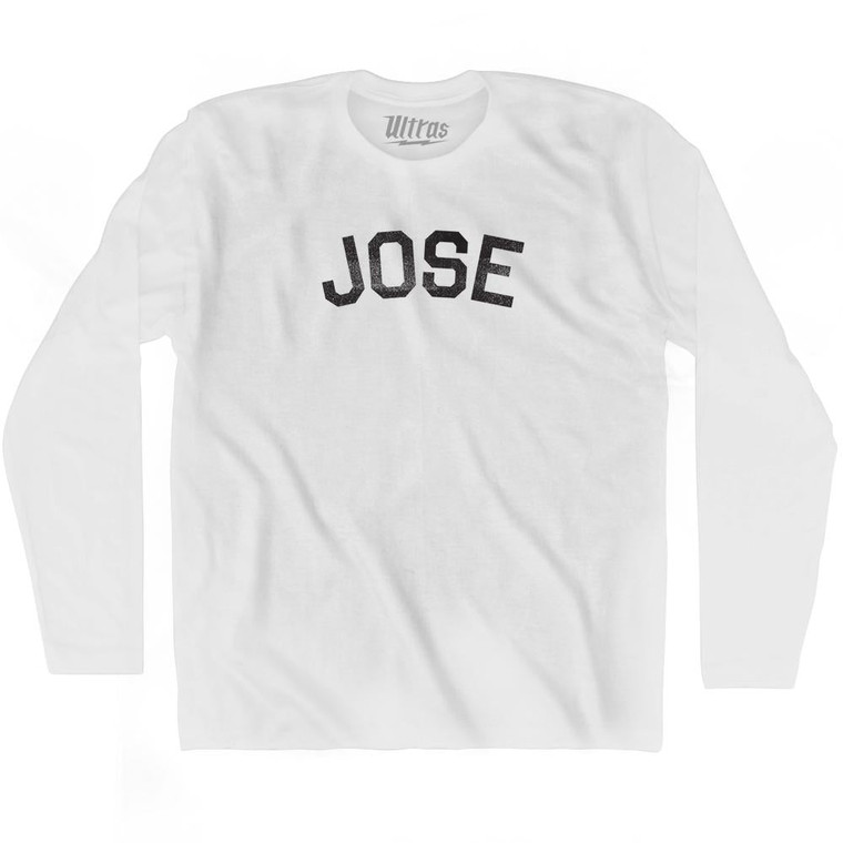 Jose Adult Cotton Long Sleeve T-shirt - White