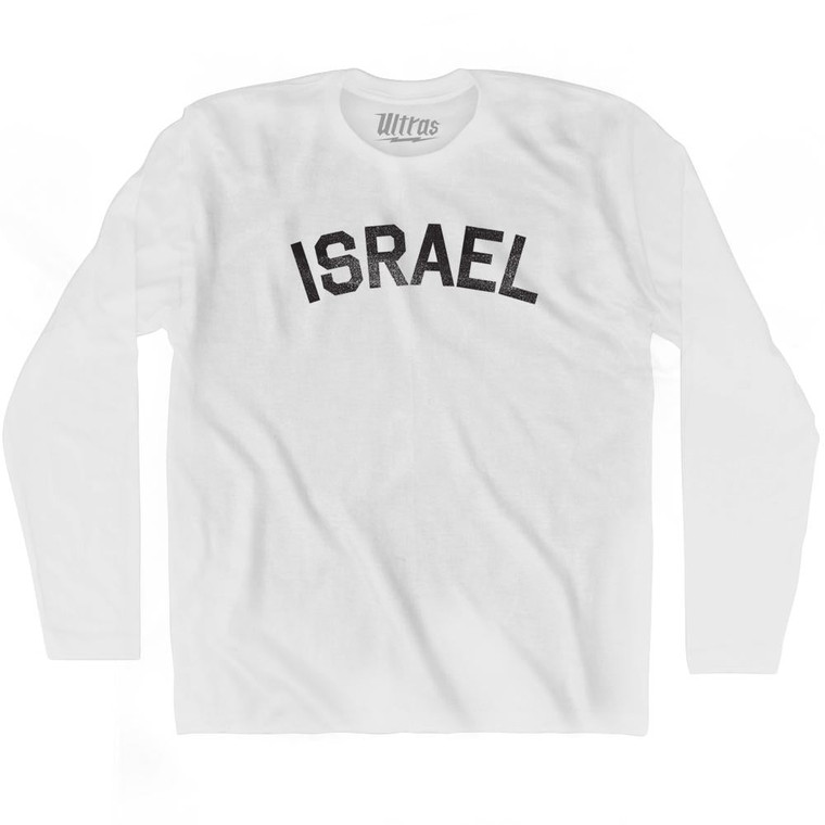 Israel Adult Cotton Long Sleeve T-shirt - White