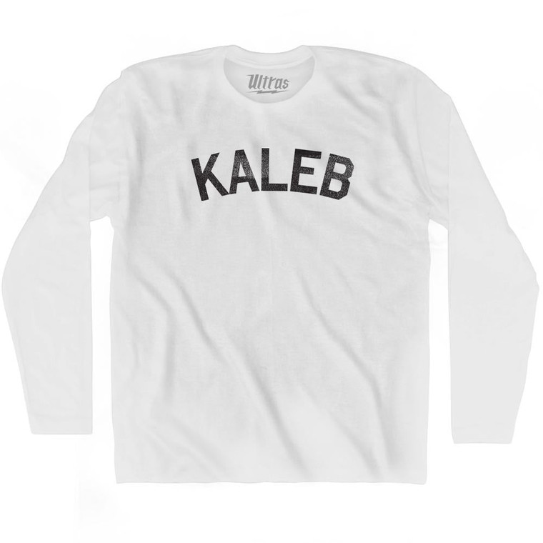 Kaleb Adult Cotton Long Sleeve T-shirt - White