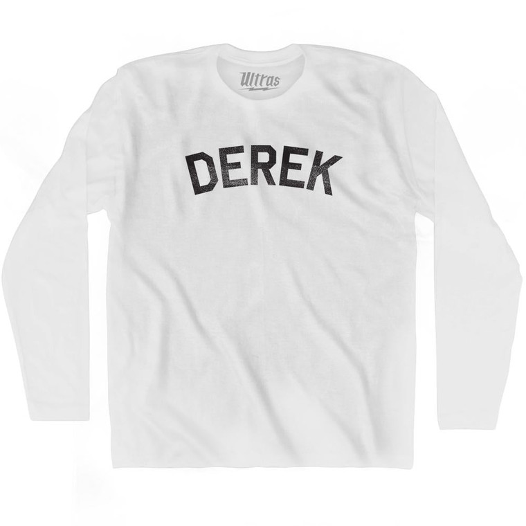Derek Adult Cotton Long Sleeve T-shirt - White