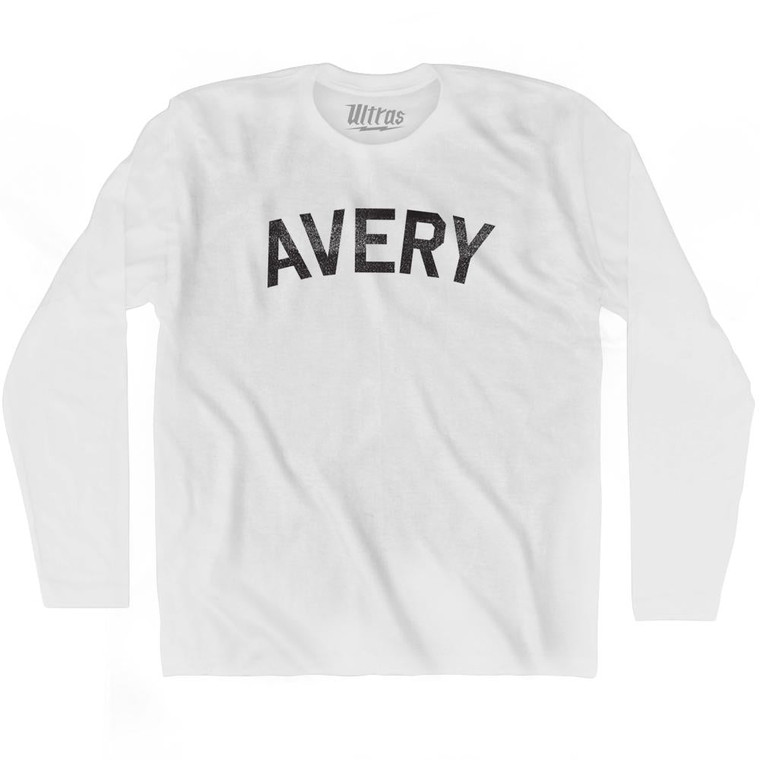 Avery Adult Cotton Long Sleeve T-shirt-White