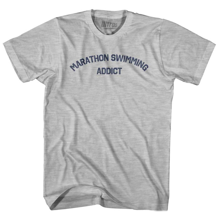 Marathon Swimming Addict Adult Cotton T-shirt - Grey Heather
