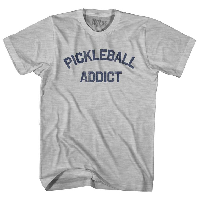 Pickleball Addict Adult Cotton T-shirt - Grey Heather