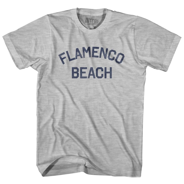 Flamenco Beach Adult Cotton T-Shirt - Grey Heather