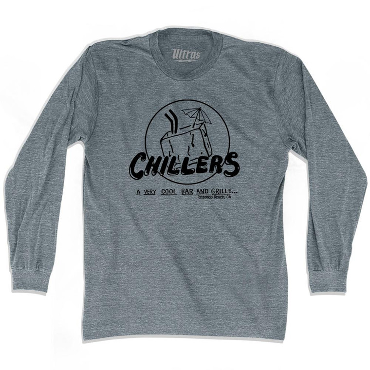 Chillers Bar Redondo Beach California Adult Tri-Blend Long Sleeve T-shirt - Athletic Grey