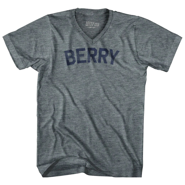 BERRY Tri-Blend V-neck Womens Junior Cut T-shirt - Athletic Grey