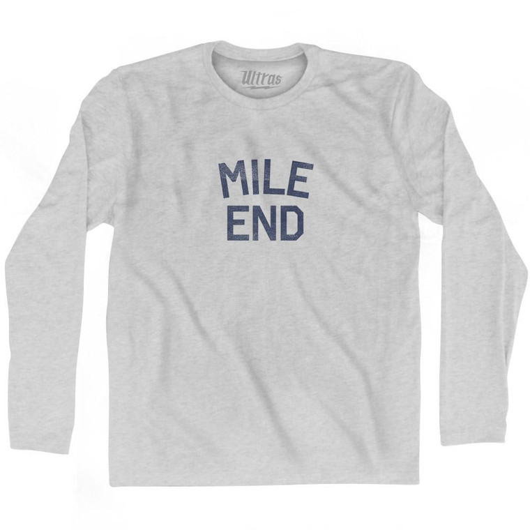 Mile End Adult Cotton Long Sleeve T-Shirt - Grey Heather