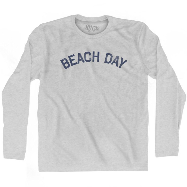 Beach Day Adult Cotton Long Sleeve T-Shirt - Grey Heather