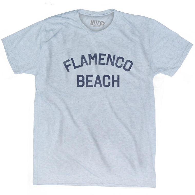 Flamenco Beach Adult Tri-Blend T-Shirt - Athletic White