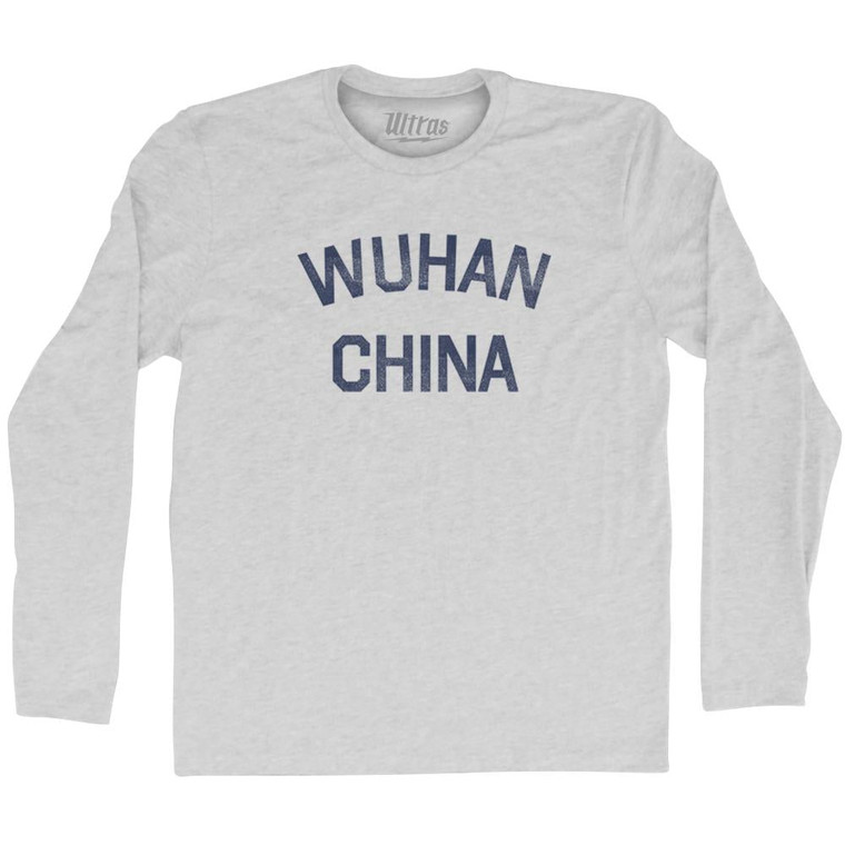 Wuhan China Adult Cotton Long Sleeve T-shirt - Grey Heather