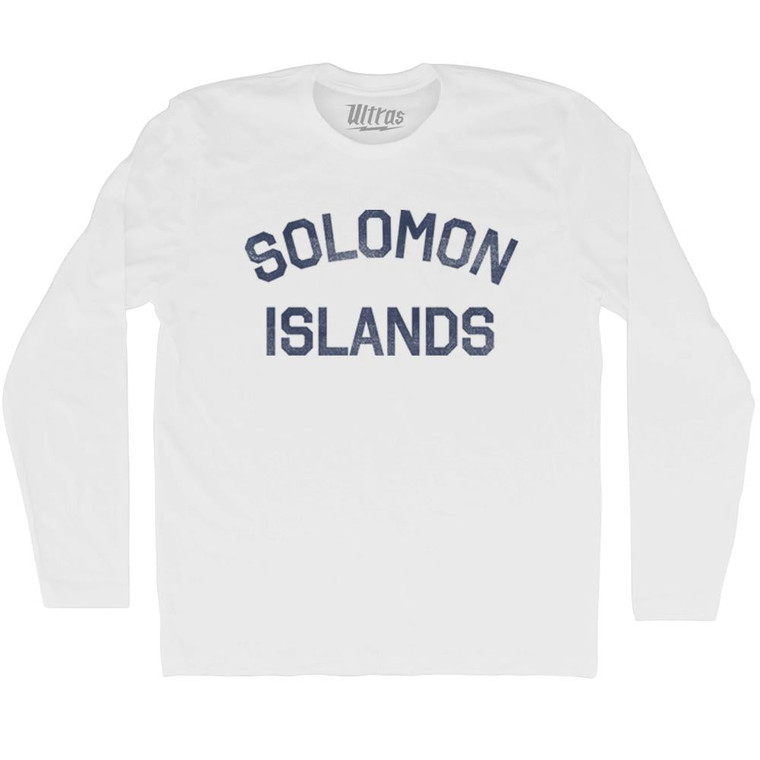 Solomon Islands Adult Cotton Long Sleeve T-shirt - White