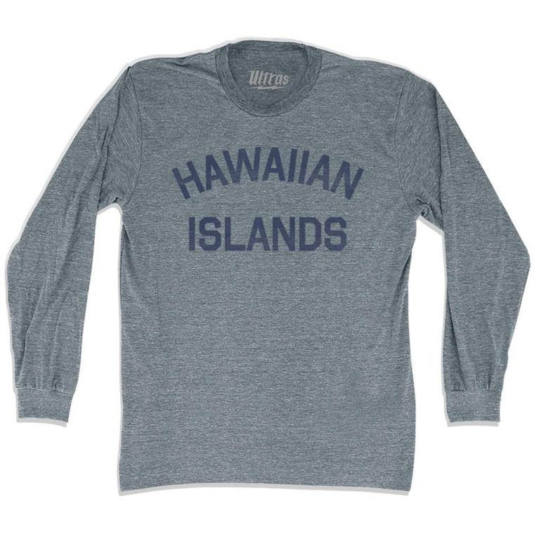 Hawaiian Islands Adult Tri-Blend Long Sleeve T-shirt-Athletic Grey