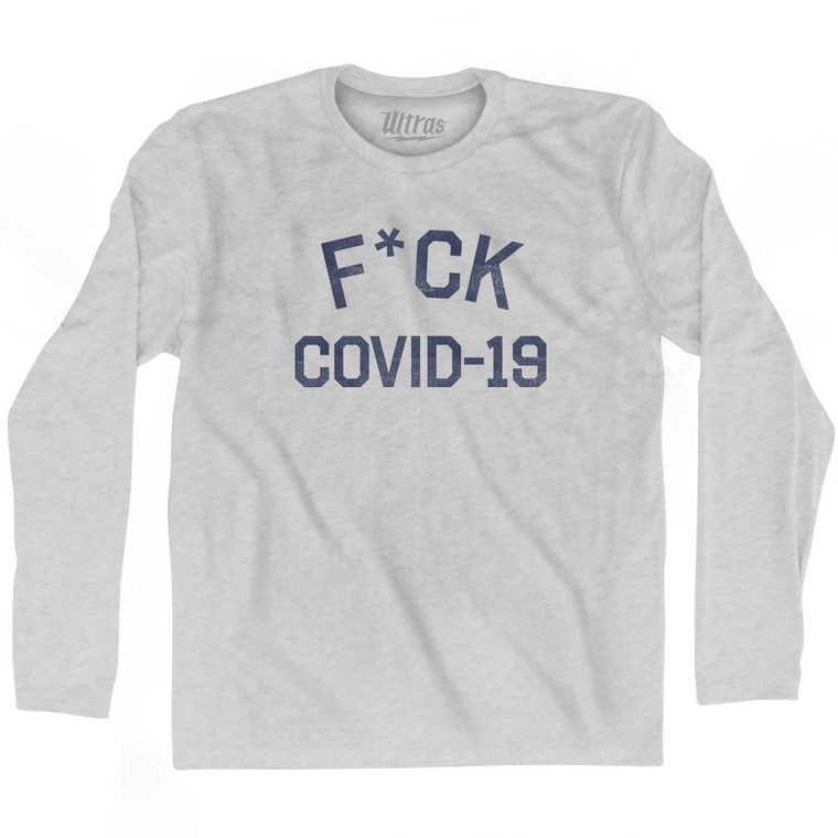 F*uck Covid 19 Adult Cotton Long Sleeve T-shirt - Grey Heather