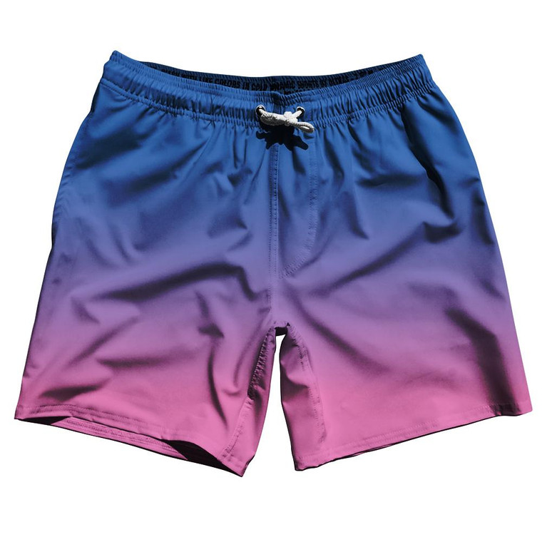 Royal and Pink Ombres Blend 7" Swim Shorts Made in USA - Royal Pink