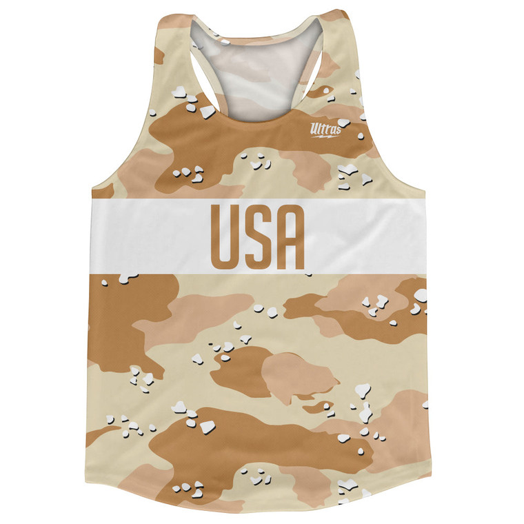 USA Desert Camo Finish Line Running Tank Top Racerback Track and Cross Country Singlet Jersey Made In USA - Desert Camo