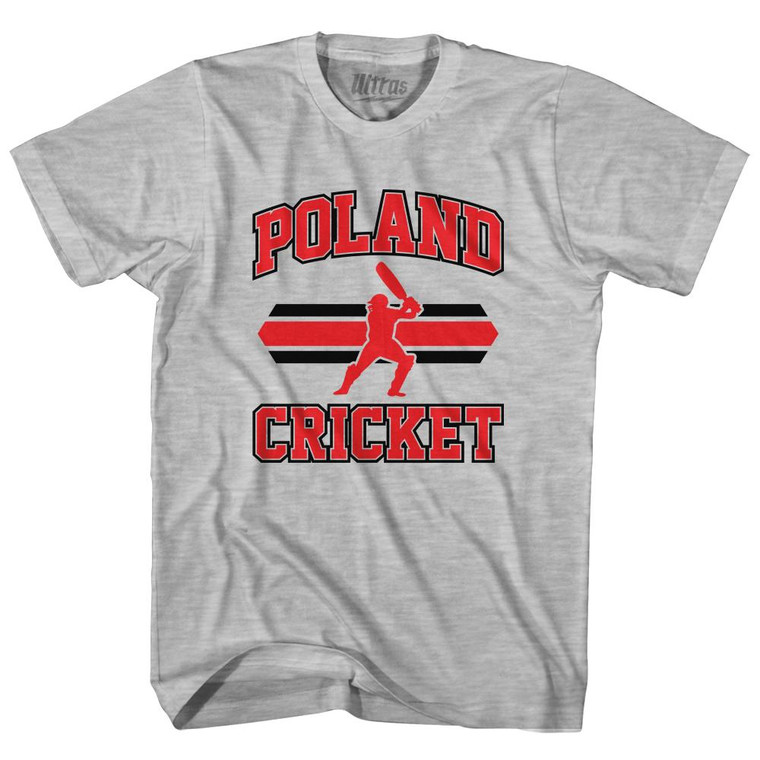 Poland 90's Cricket Team Cotton Youth T-shirt - Grey Heather