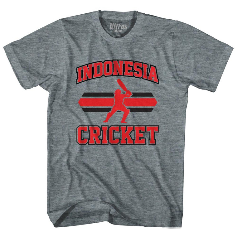 Indonesia 90's Cricket Team Tri-Blend Adult T-shirt - Athletic Grey