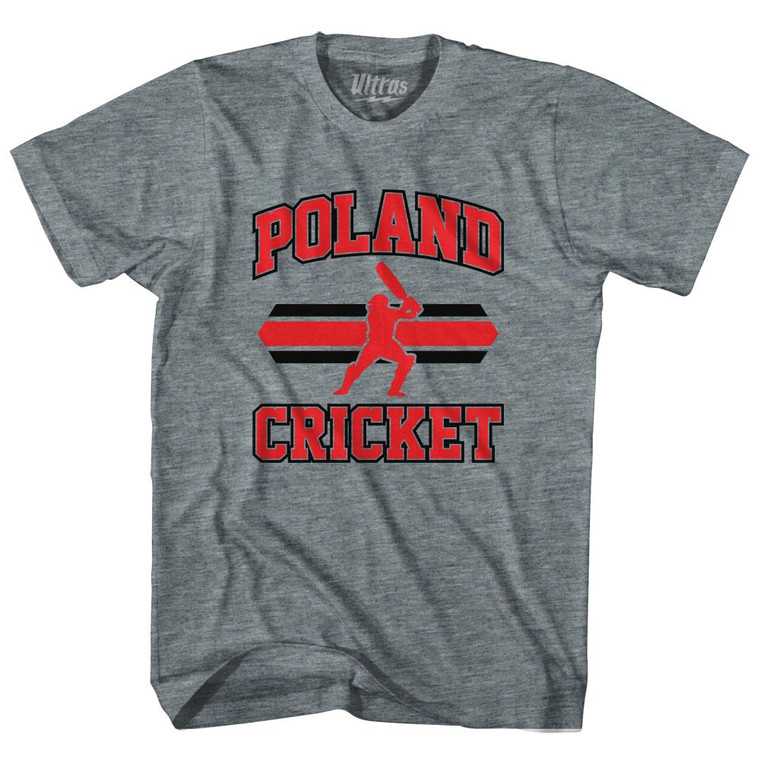 Poland 90's Cricket Team Tri-Blend Youth T-shirt - Athletic Grey