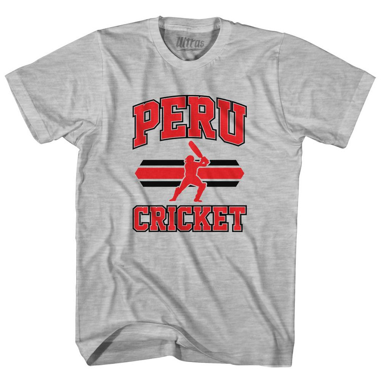Peru 90's Cricket Team Cotton Adult T-shirt - Grey Heather