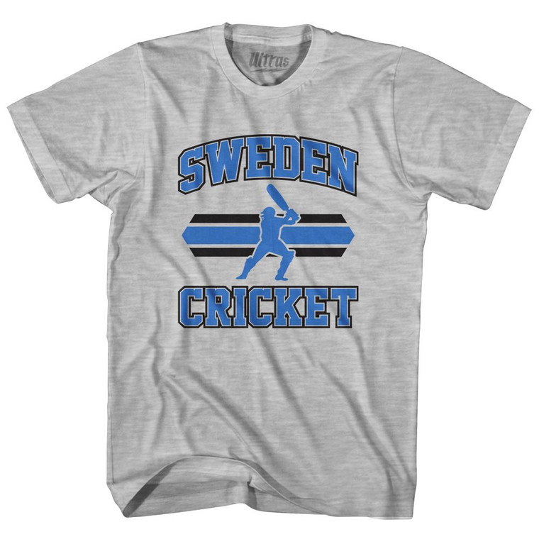 Sweden 90's Cricket Team Cotton Adult T-shirt - Grey Heather