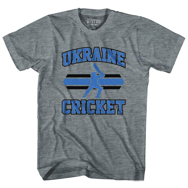 Ukraine 90's Cricket Team Tri-Blend Adult T-shirt-Athletic Grey