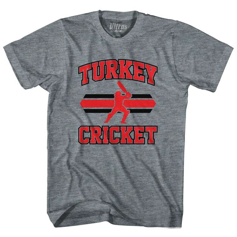Turkey 90's Cricket Team Tri-Blend Adult T-shirt-Athletic Grey