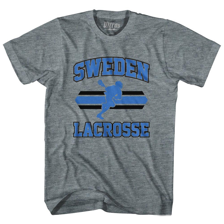 Sweden 90's Lacrosse Team Tri-Blend Adult T-shirt-Athletic Grey
