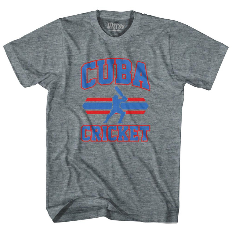 Cuba 90's Cricket Team Tri-Blend Adult T-shirt-Athletic Grey
