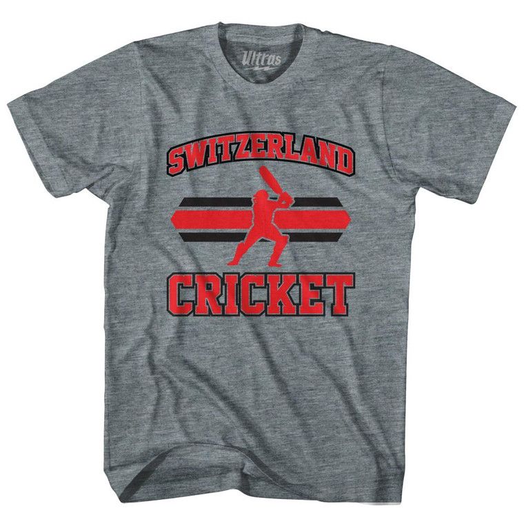 Switzerland 90's Cricket Team Tri-Blend Adult T-shirt-Athletic Grey