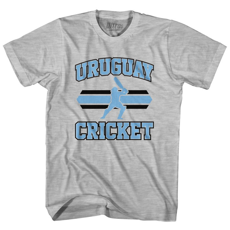 Uruguay 90's Cricket Team Cotton Adult T-shirt-Grey Heather