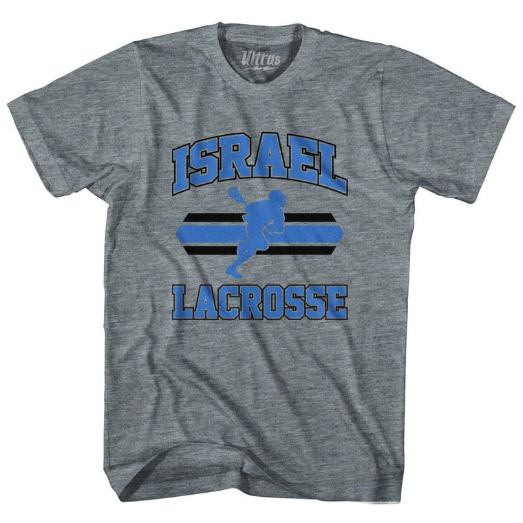 Israel 90's Lacrosse Team Tri-Blend Adult T-shirt-Athletic Grey