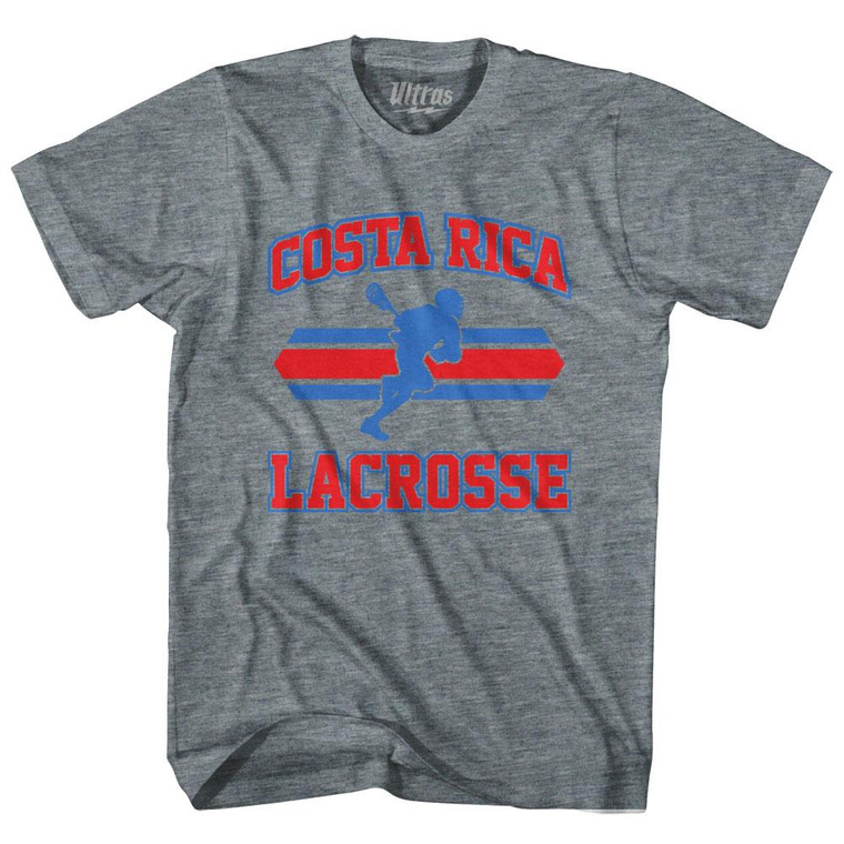 Costa Rica 90's Lacrosse Team Tri-Blend Adult T-shirt-Athletic Grey