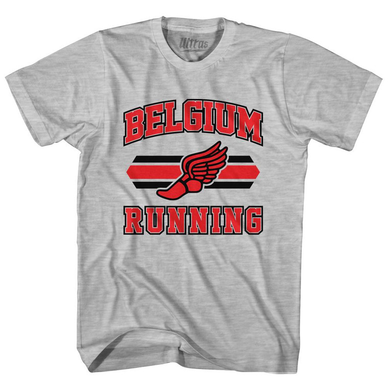 Belgium 90's Running Team Cotton Adult T-shirt-Grey Heather