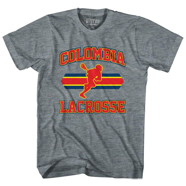 Colombia 90's Lacrosse Team Tri-Blend Adult T-shirt-Athletic Grey