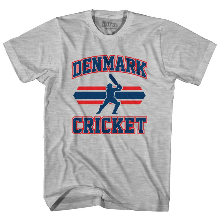 Denmark Republic 90's Cricket Team Cotton Adult T-shirt - Grey Heather
