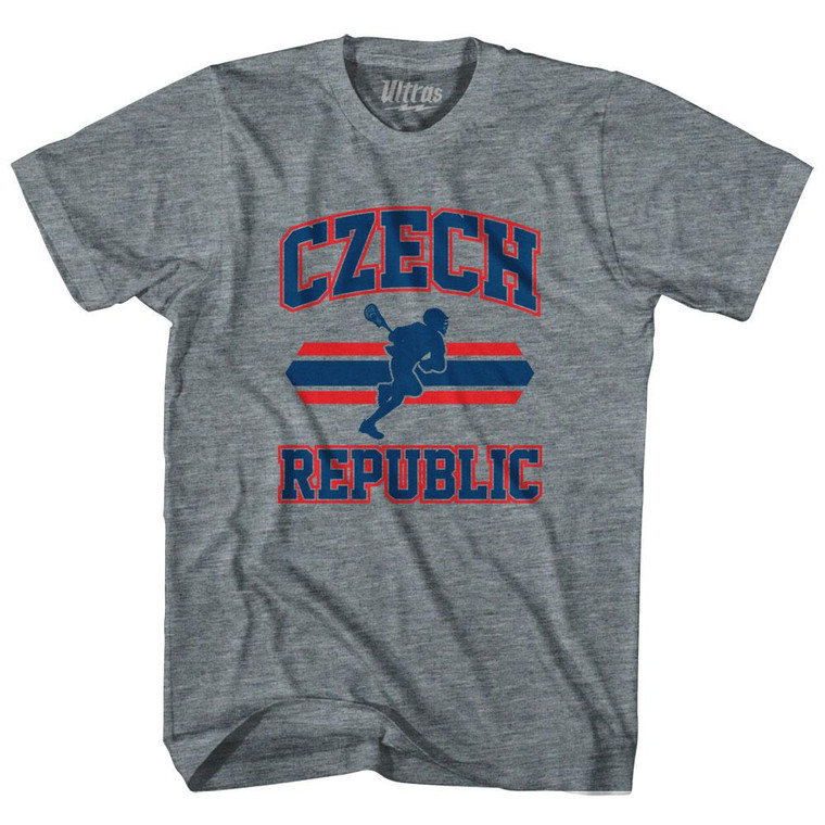 Czech Republic 90's Lacrosse Team Tri-Blend Adult T-shirt - Athletic Grey