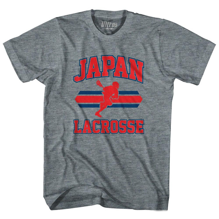 Japan 90's Lacrosse Team Tri-Blend Youth T-shirt-Athletic Grey