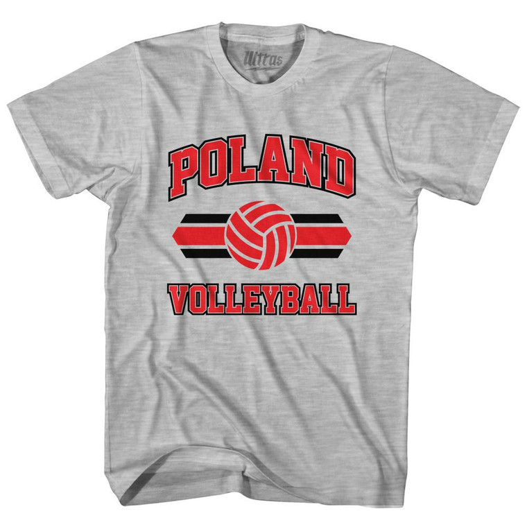 Poland 90's Volleyball Team Cotton Youth T-shirt-Grey Heather