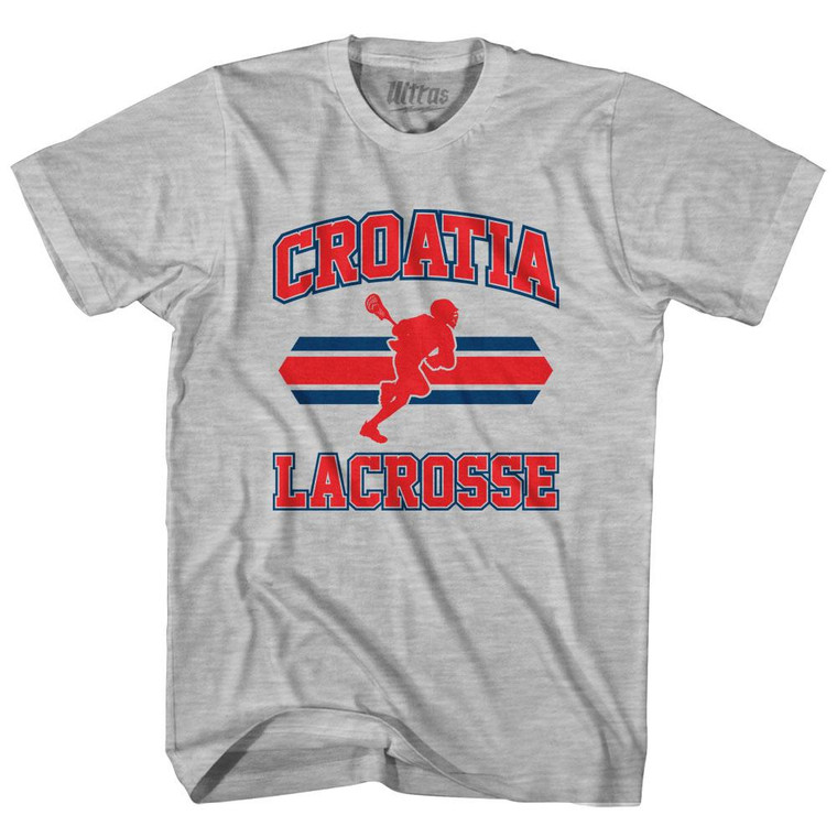 Croatia 90's Lacrosse Team Cotton Adult T-shirt - Grey Heather