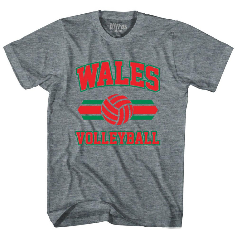 Wales 90's Volleyball Team Tri-Blend Adult T-shirt - Athletic Grey