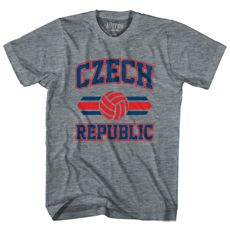 Czech Republic 90's Volleyball Team Tri-Blend Adult T-shirt - Athletic Grey