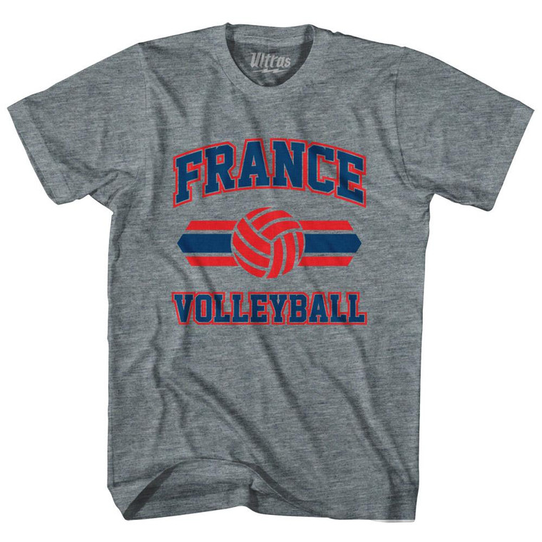 France 90's Volleyball Team Tri-Blend Adult T-shirt - Athletic Grey