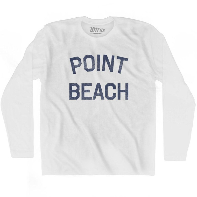 Wisconsin Point Beach Adult Cotton Long Sleeve Vintage T-shirt - White