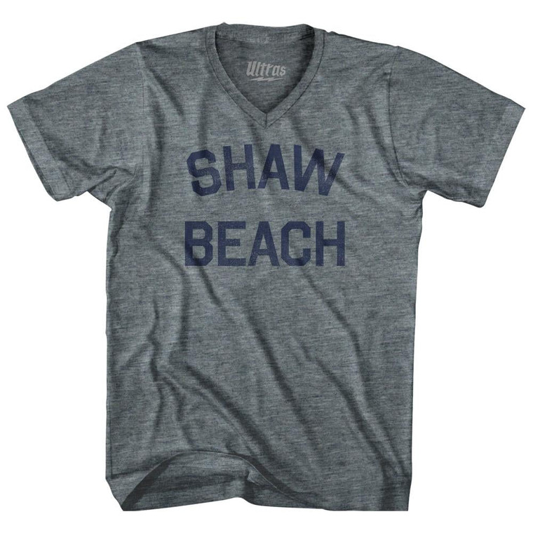 West Virginia Shaw Beach Adult Tri-Blend V-neck Womens Junior Cut Vintage T-shirt - Athletic Grey